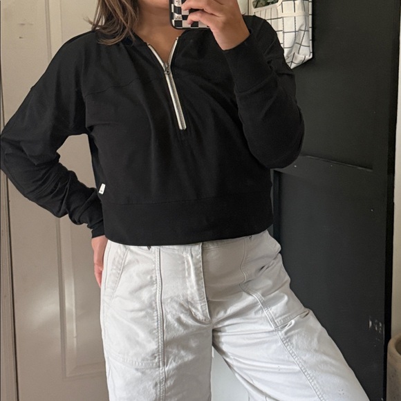 VUORI Restore Half Zip Hoodie in Washed Black. Size M - Picture 10 of 11